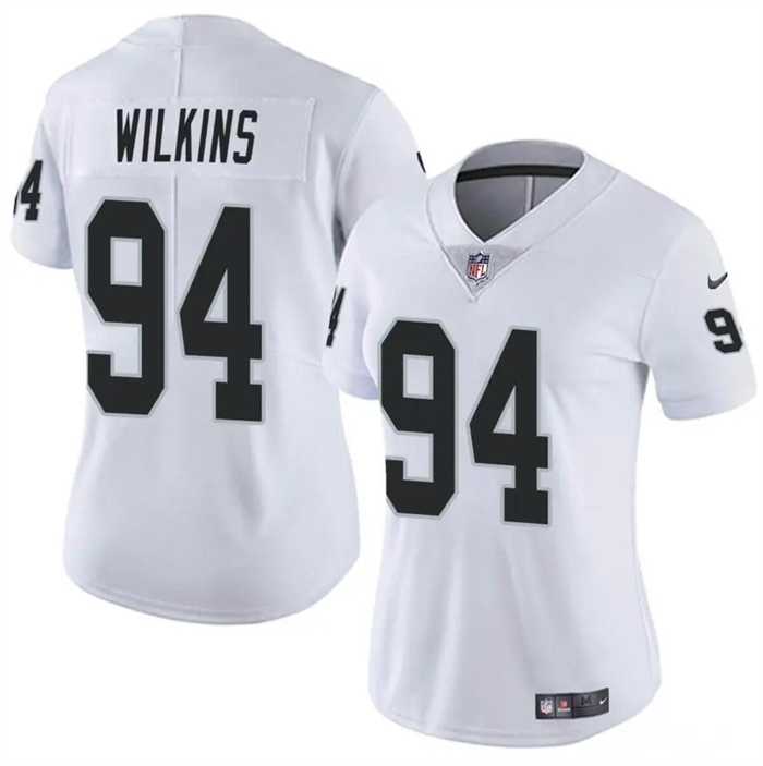 Women%27s Las Vegas Raiders #94 Christian Wilkins White Vapor Stitched Jersey Dzhi->women nfl jersey->Women Jersey